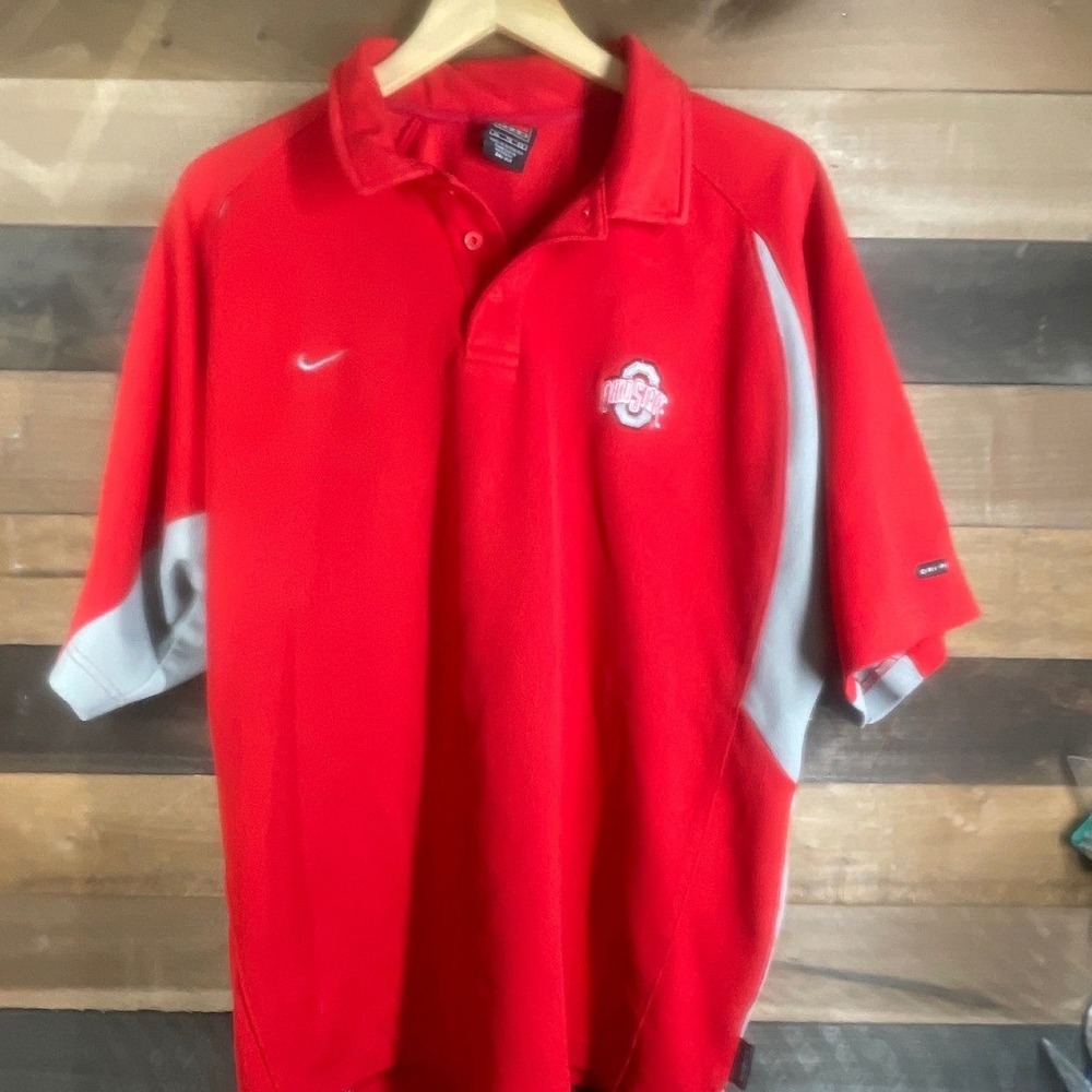 Nike Ohio State Buckeyes Dri-FIT Polo Shirt NCAA Football Mens XL Extra Large